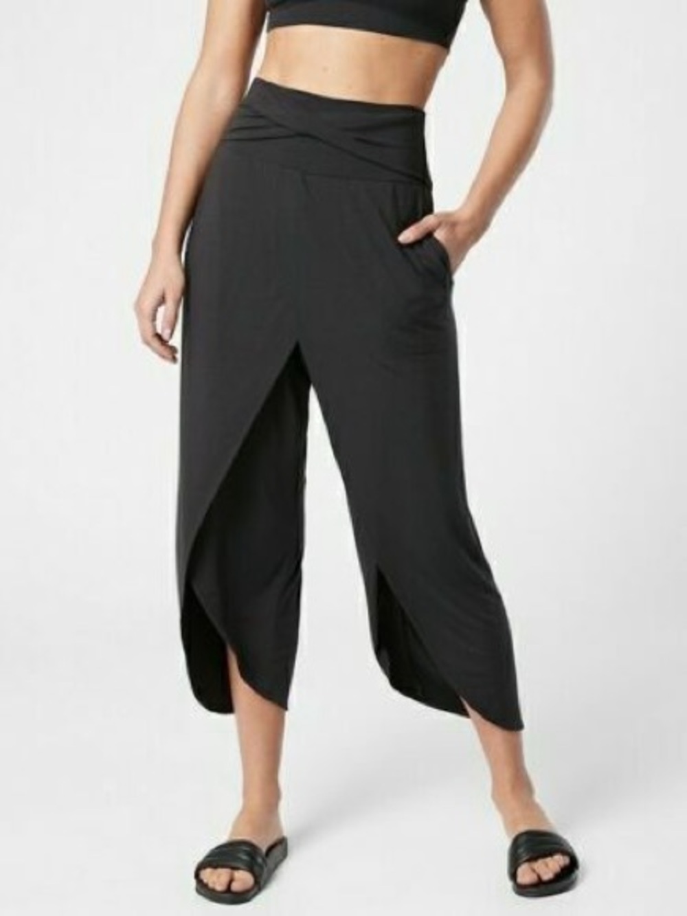Athleta Release Black draped pants.